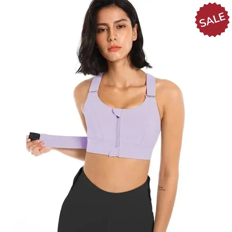 WANAYOU Womens Front Zipper Sports Bra - Padded, Wirefree, Shockproof, Plus Size