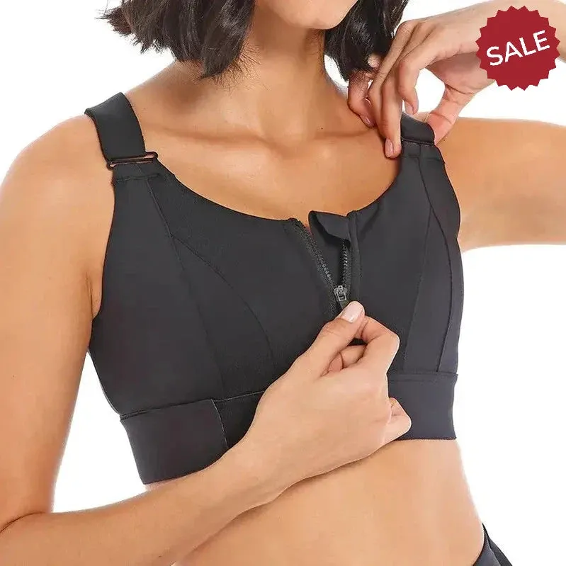 WANAYOU Womens Front Zipper Sports Bra - Padded, Wirefree, Shockproof, Plus Size