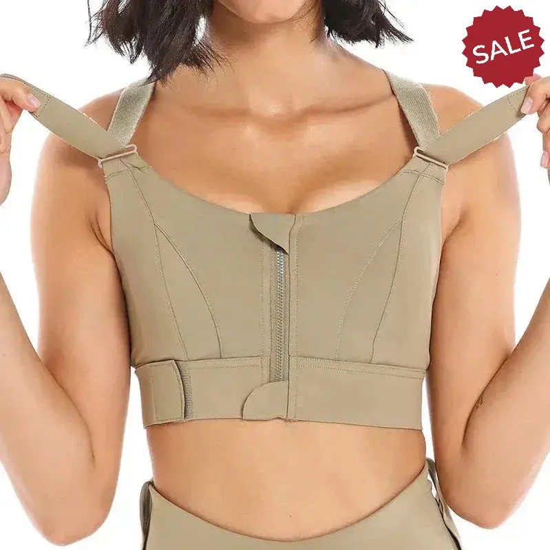 WANAYOU Womens Front Zipper Sports Bra - Padded, Wirefree, Shockproof, Plus Size