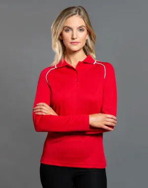 Winning Spirit Ladies' CoolDry Raglan Long Sleeve Contrast Polo (PS44)