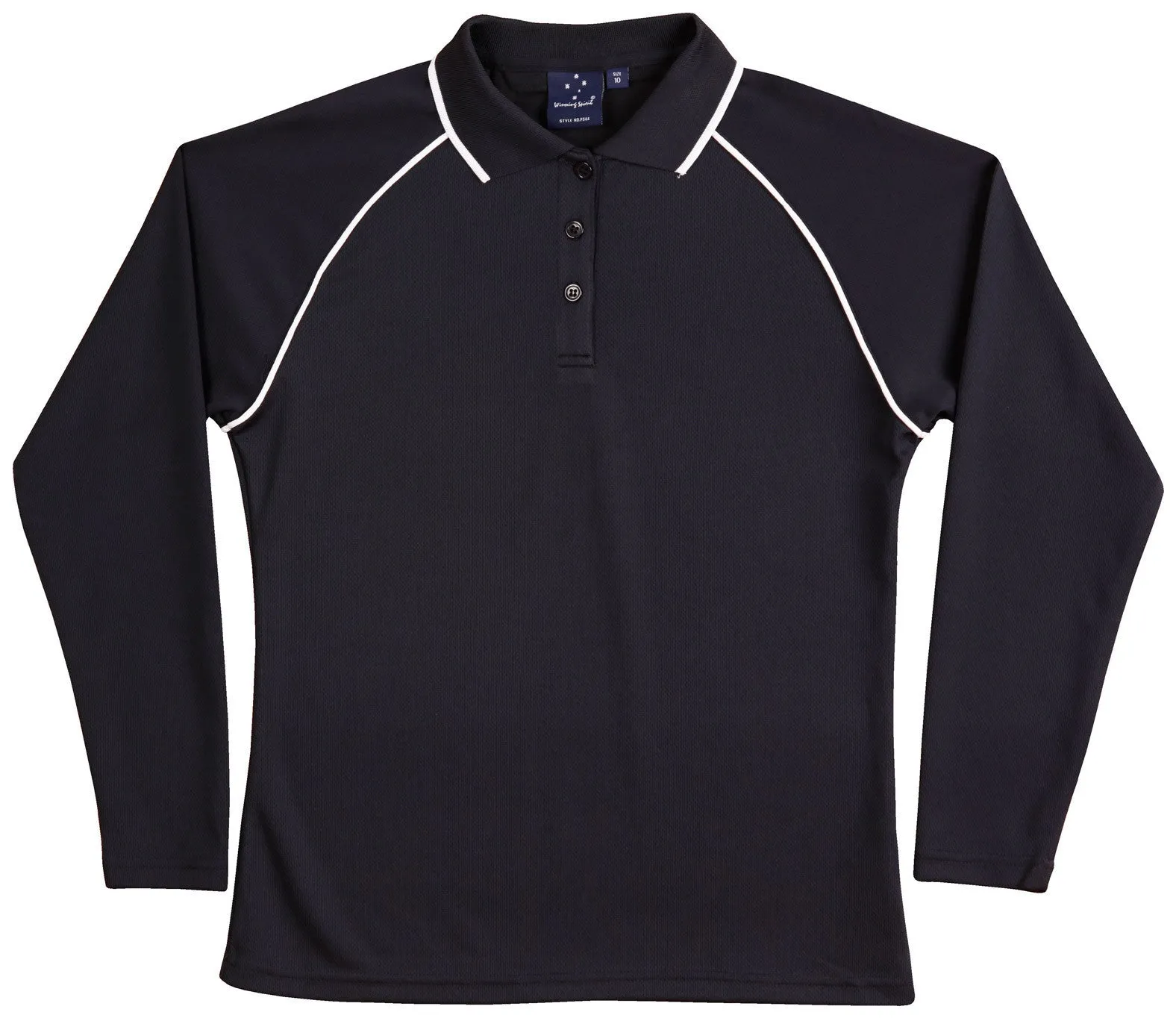 Winning Spirit Ladies' CoolDry Raglan Long Sleeve Contrast Polo (PS44)