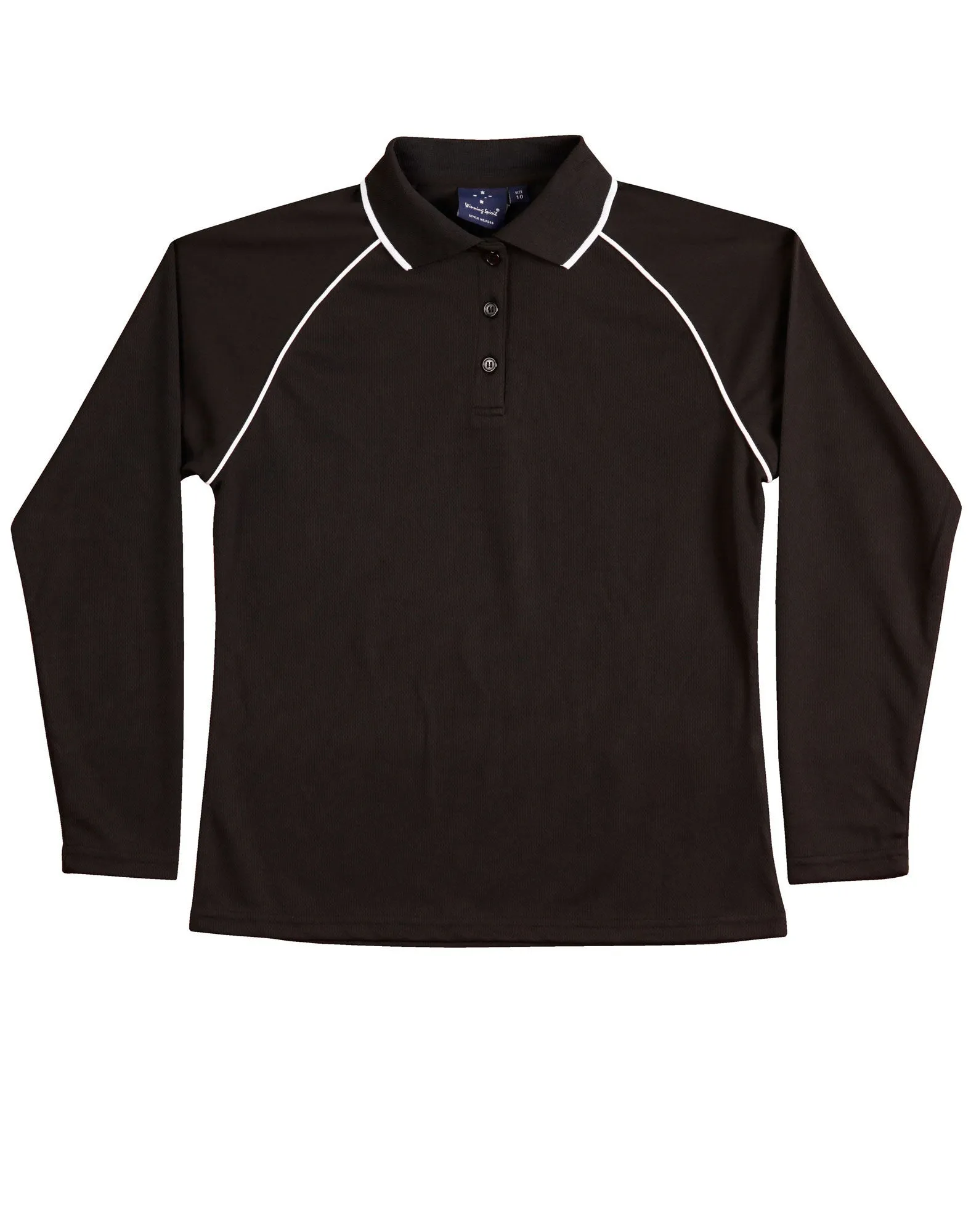 Winning Spirit Ladies' CoolDry Raglan Long Sleeve Contrast Polo (PS44)
