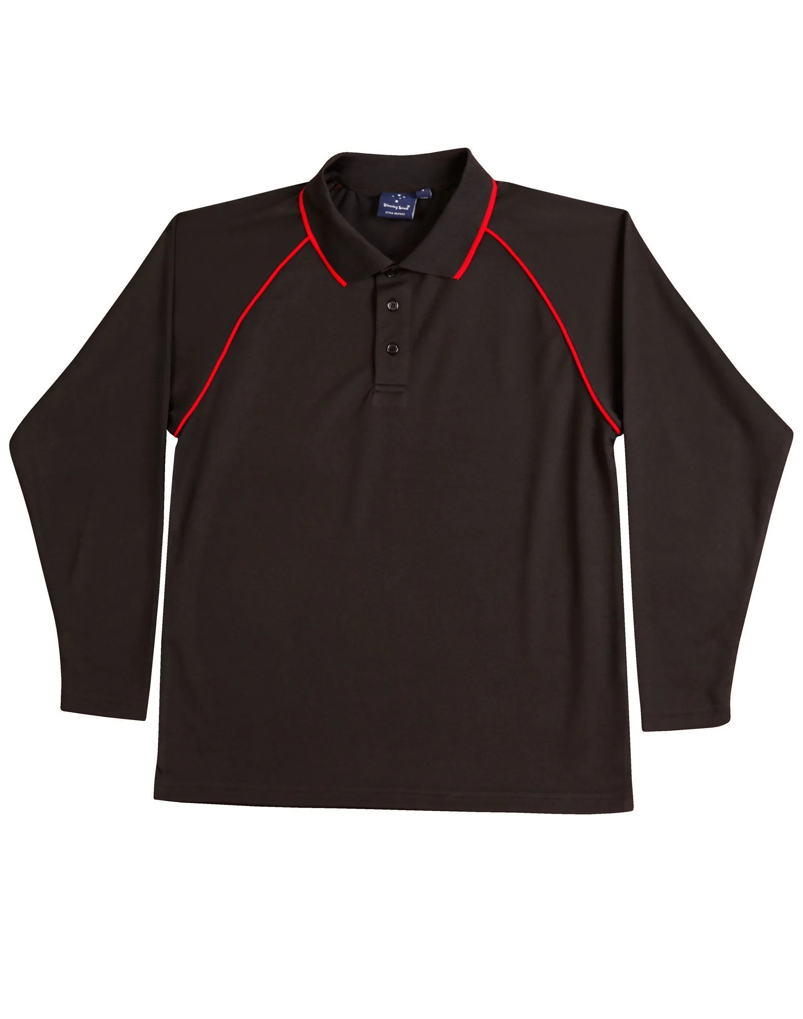 Winning Spirit Men's CoolDry Raglan Long Sleeve Contrast Polo (PS43)