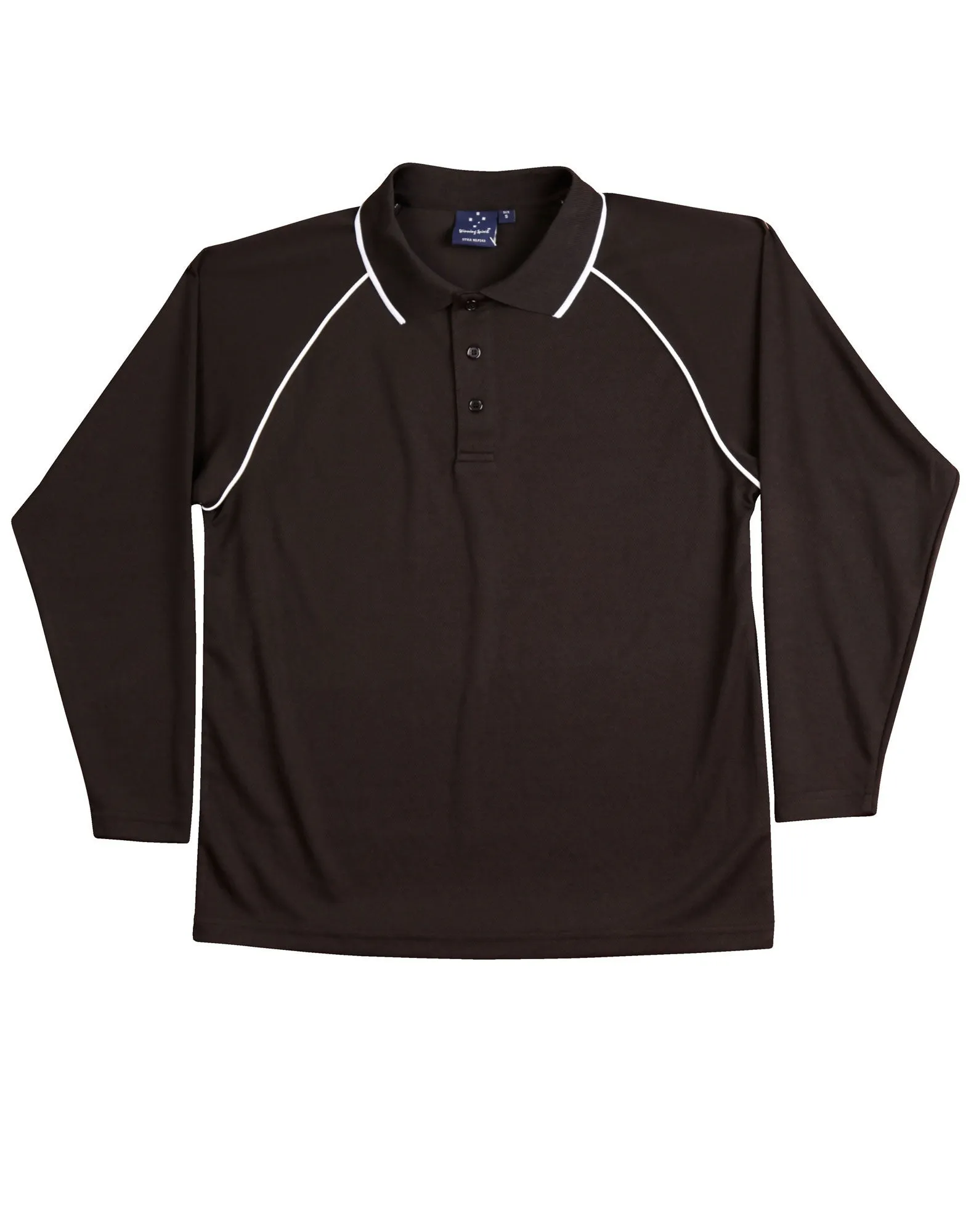 Winning Spirit Men's CoolDry Raglan Long Sleeve Contrast Polo (PS43)