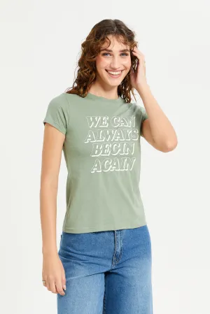 Women Olive Graphic T-Shirt