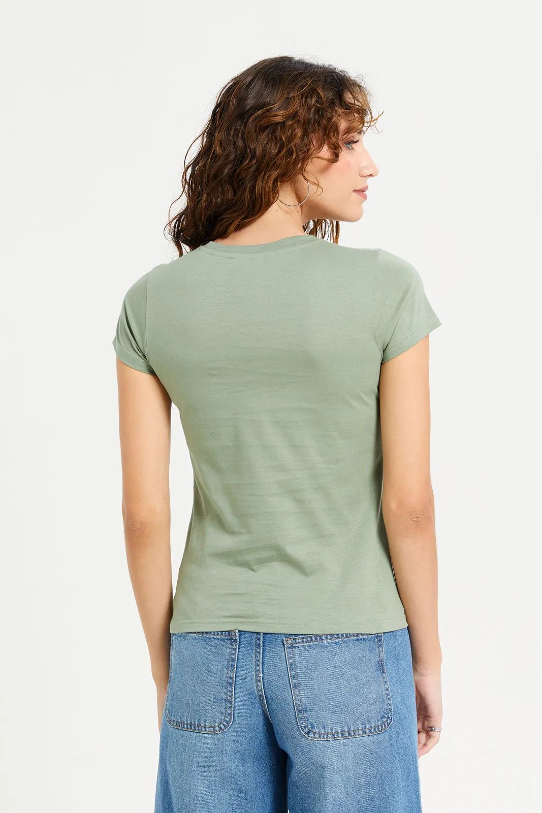 Women Olive Graphic T-Shirt