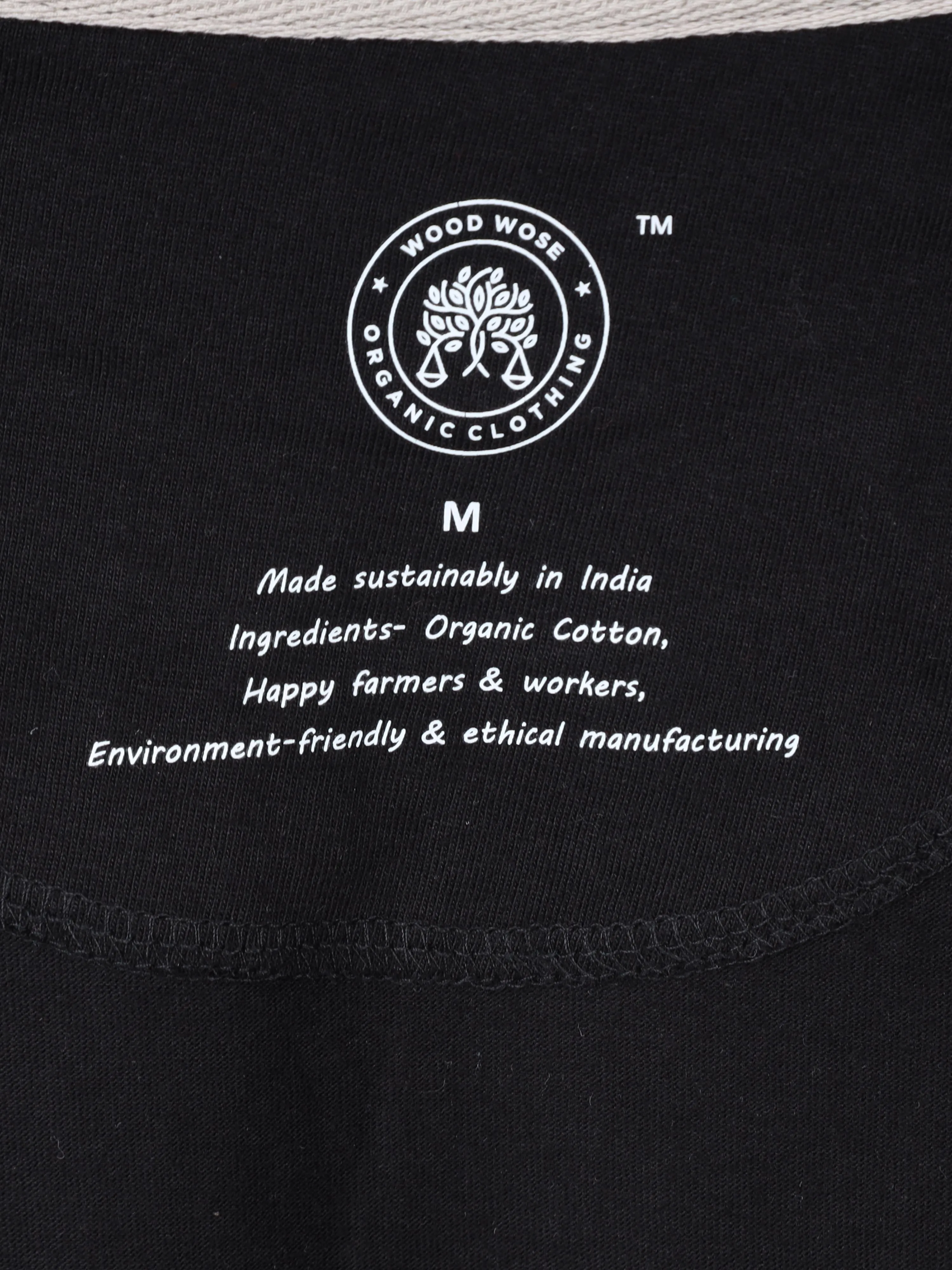 Woodwose Organic Clothing Men's Regular Fit Organic Cotton T-shirt - Black