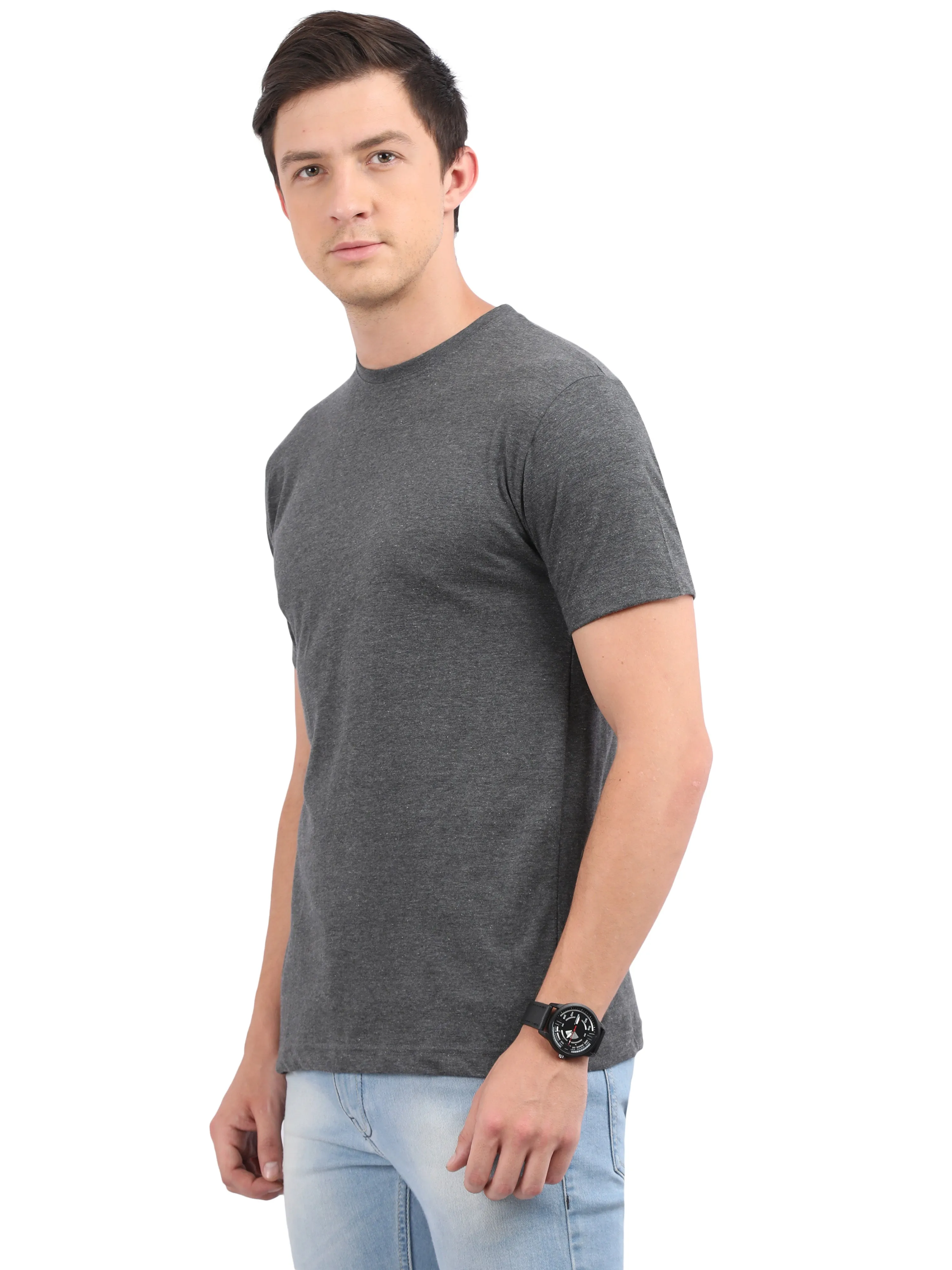 Woodwose Organic Clothing Men's Regular Fit Organic Cotton T-Shirt - Charcoal