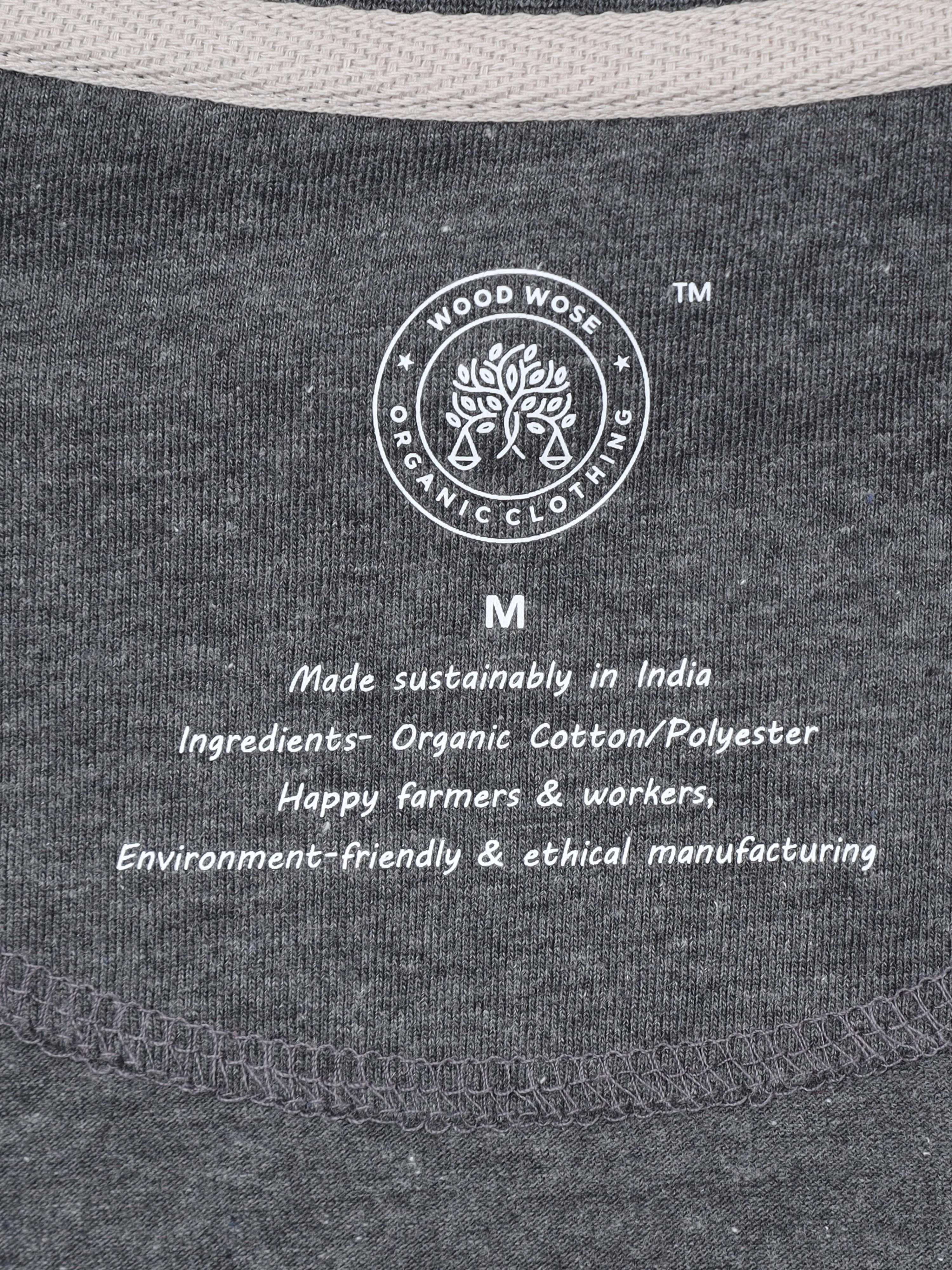 Woodwose Organic Clothing Men's Regular Fit Organic Cotton T-Shirt - Charcoal