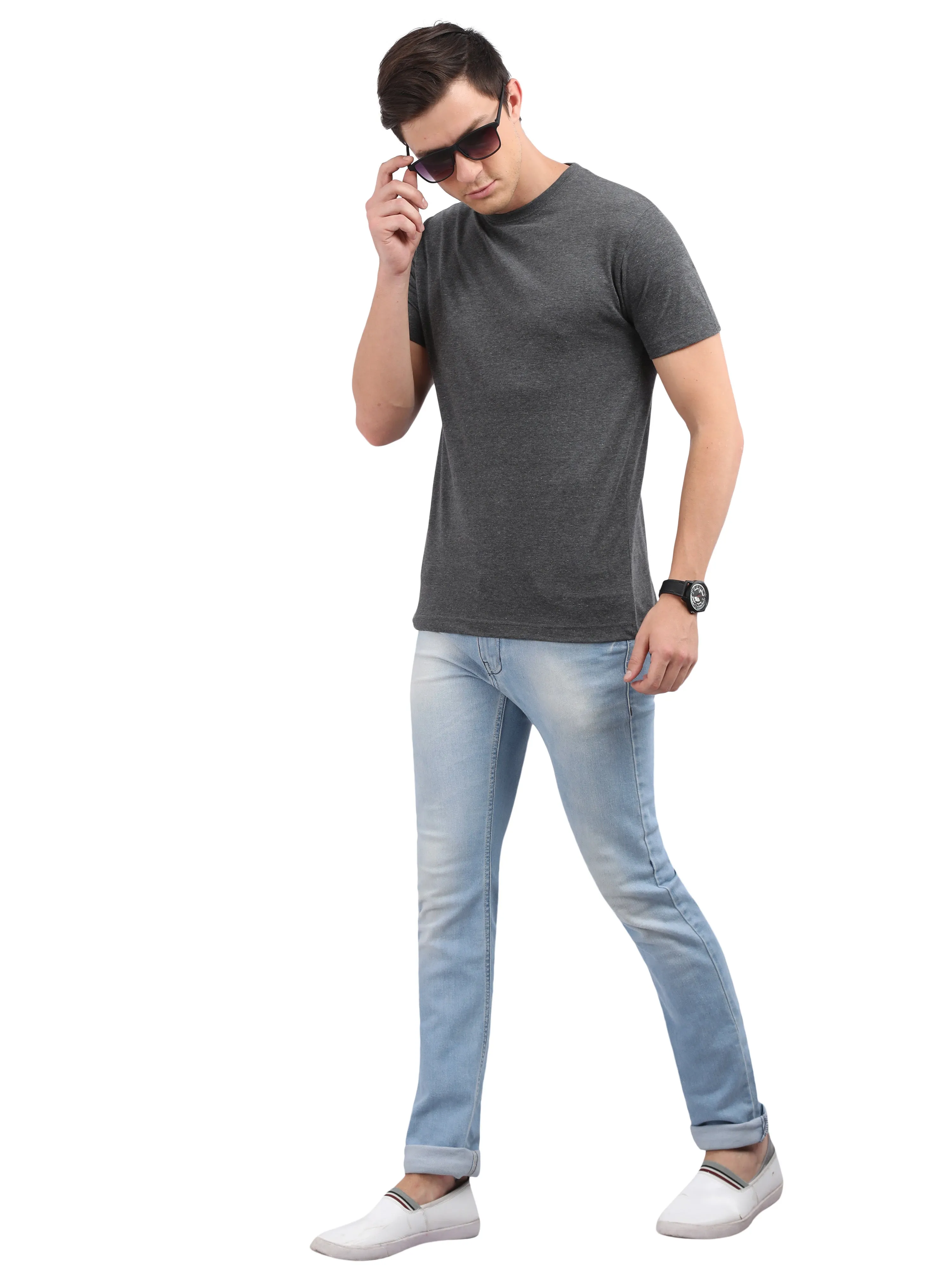 Woodwose Organic Clothing Men's Regular Fit Organic Cotton T-Shirt - Charcoal