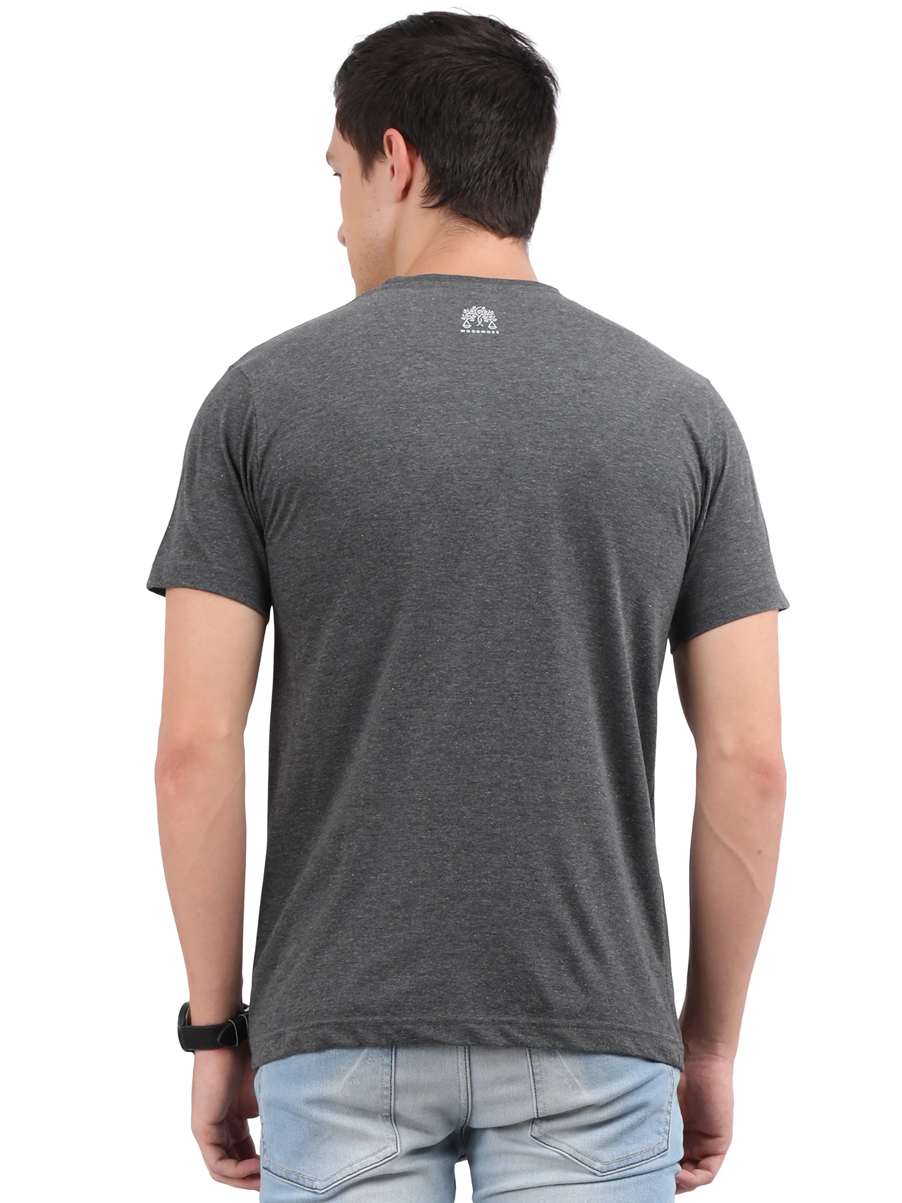 Woodwose Organic Clothing Men's Regular Fit Organic Cotton T-Shirt - Charcoal